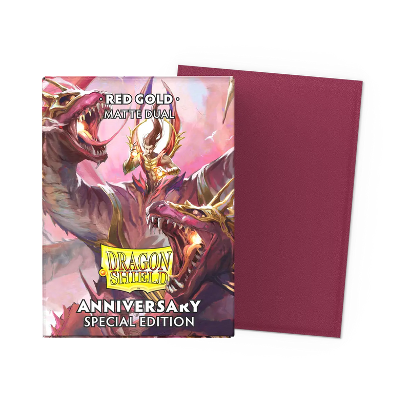 100 Fundas Dual Matte Red/Gold | 25th Anniversary Special Edition de Dragon Shield